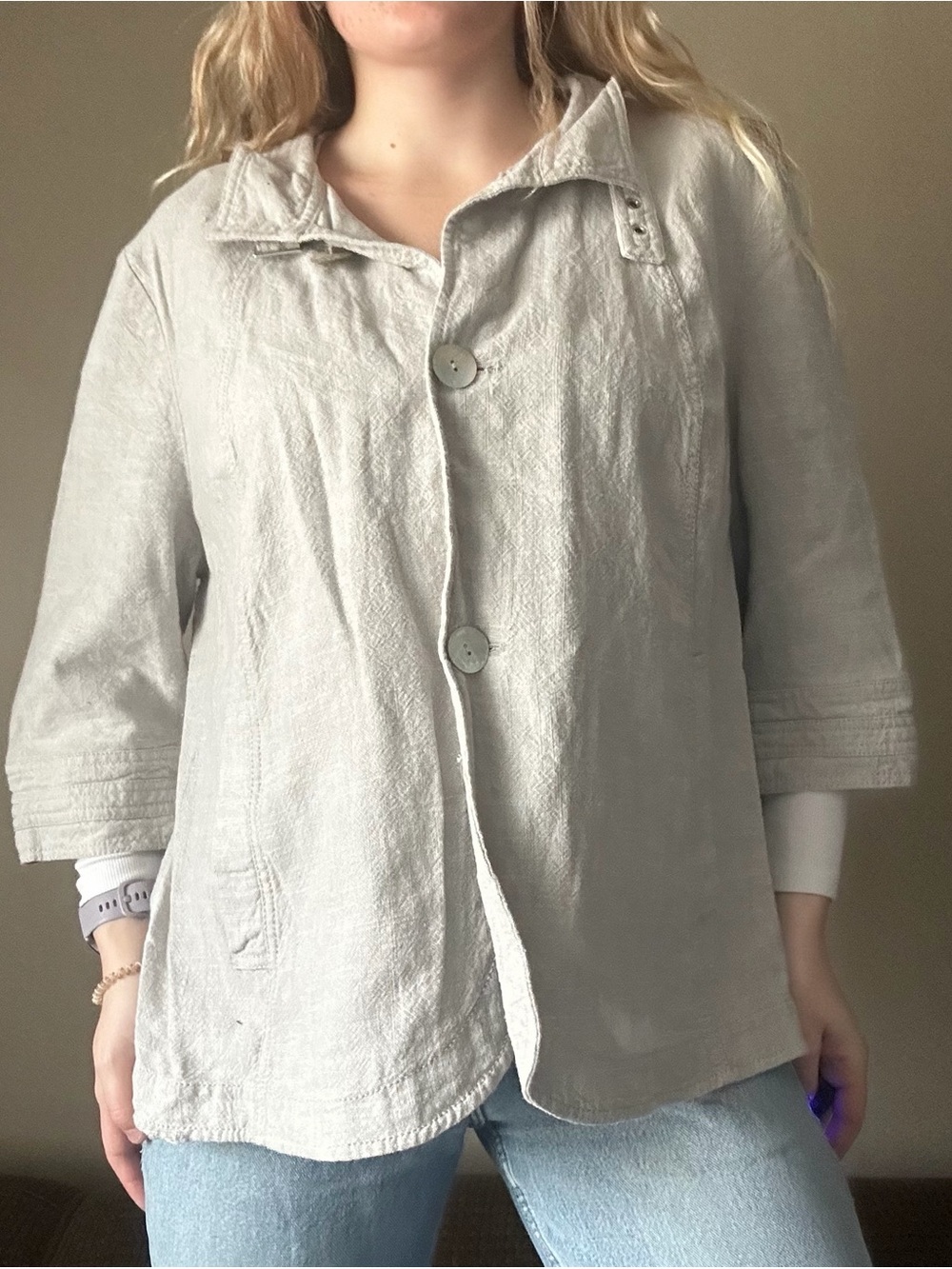 JH Collectibles 3X Linen Blend Buckle Detail Jacket